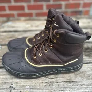 Nike ACG Woodside Mens Size 9.5 Brown Outdoor Leather Lace Up Hiking Duck Boots NIKE ACG Woodside Waterproof Brown Duck Boots 2012 Mens Sz 7  main image 4